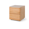 Cube Oak Bed side Table - Natural with Travertine Top