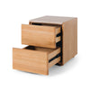 Cube Oak Bed side Table - Natural with Travertine Top