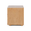 Cube Oak Bed side Table - Natural with Travertine Top