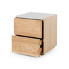 Cube Oak Bed side Table - Natural with Marble Top