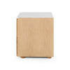 Cube Oak Bed side Table - Natural with Marble Top